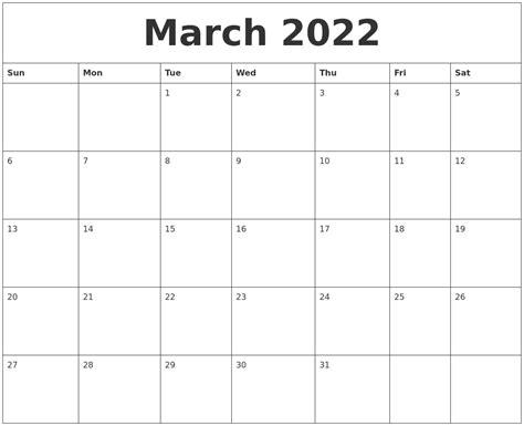 March Editable Calendar 2022